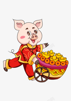 金元宝猪2019猪年卡通猪恭喜发大财高清图片