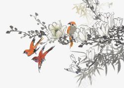 传统花鸟中国风花鸟画水墨画高清图片