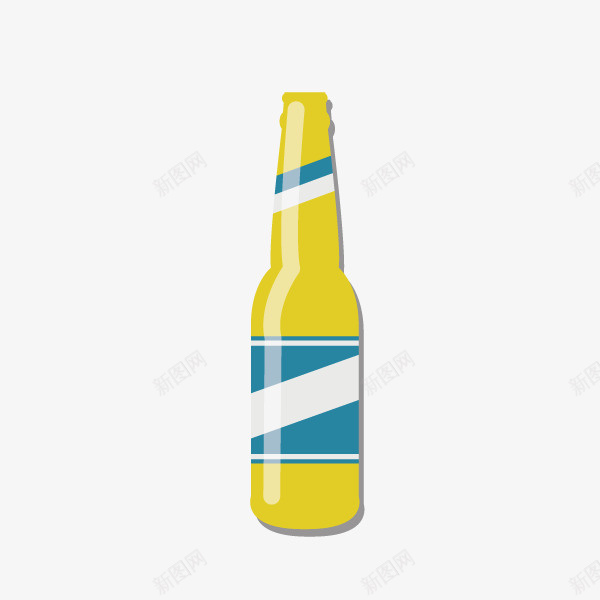 黄色啤酒瓶上的蓝色标签png免抠素材_新图网 https://ixintu.com 创意瓶子 卡通手绘 啤酒瓶 手绘瓶子 蓝色标签 装饰图