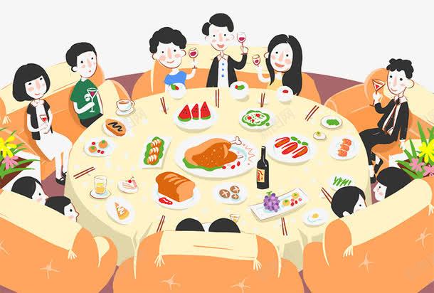 聚餐的人物图案png免抠素材_新图网 https://ixintu.com 同事聚餐 喝红酒的人们 庆功宴 庆功宴海报 餐桌上的食物