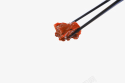 筷子夹着红烧肉素材