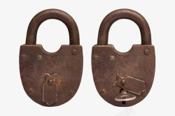 棕色生锈的两个锁头古代器物实物素材
