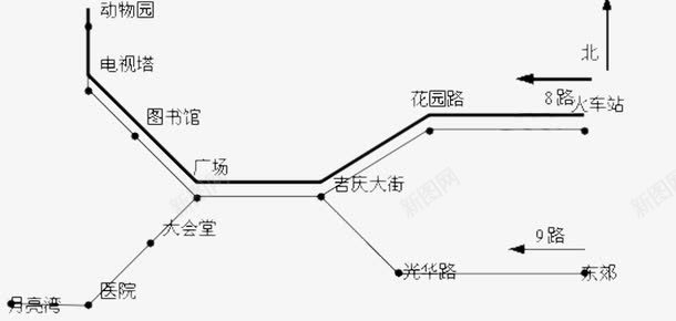 城市地铁线路折线图标png_新图网 https://ixintu.com 位置 图形 地铁 站点 线段 线路