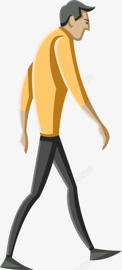 黄衣走路的男人人物插画高清图片