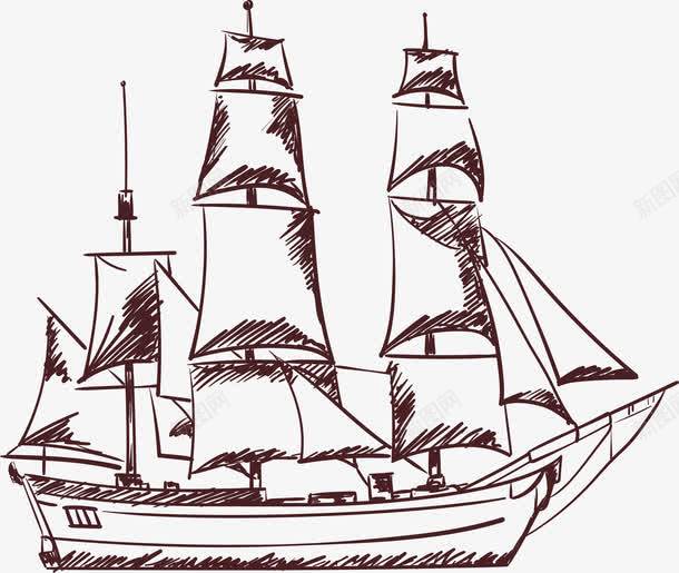 帆船速写png免抠素材_新图网 https://ixintu.com 手绘素描 扬帆起航 新起点新征程 矢量素材 素描帆船 速写