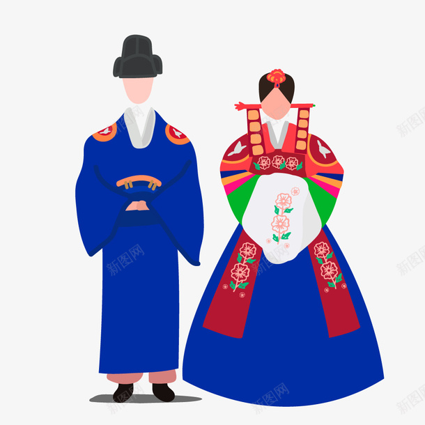 卡通韩国新郎新娘简图png免抠素材_新图网 https://ixintu.com 卡通 幸福的 新娘 新郎 服饰 韩国人 韩国服饰