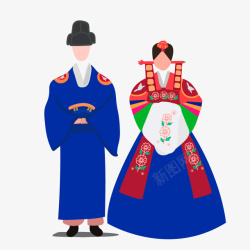 韩国服饰卡通韩国新郎新娘简图高清图片
