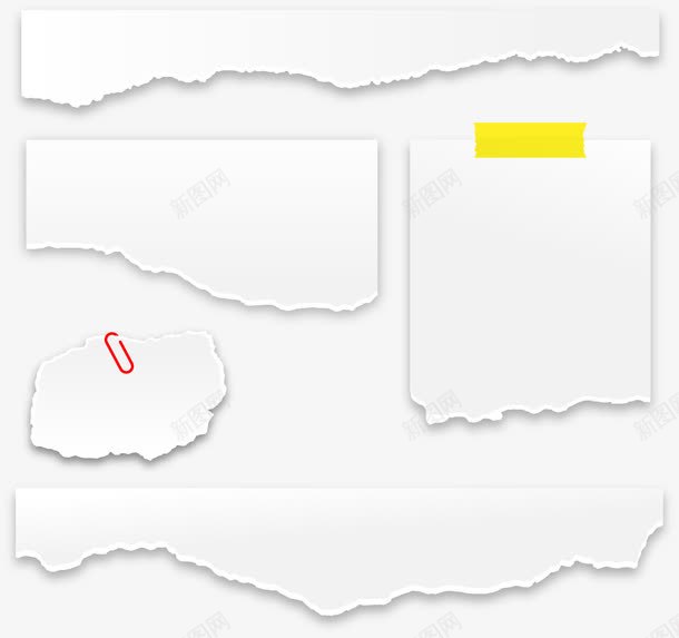 白色撕纸留言条矢量图eps免抠素材_新图网 https://ixintu.com 回形针 撕纸效果 留言 白色 矢量素材 矢量图