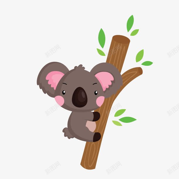 com png免抠图 创意 动物 卡通 可爱 手绘 时尚 有趣 爬树 考拉