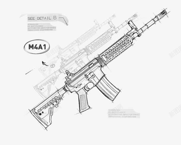 线条形状M4A1枪支png免抠素材_新图网 https://ixintu.com m4a1 形状 枪支 线条