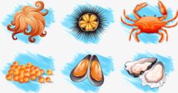 海鲜海产品活螃蟹手绘海鲜高清图片