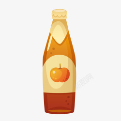 一瓶扁平化的手绘苹果汁矢量图素材