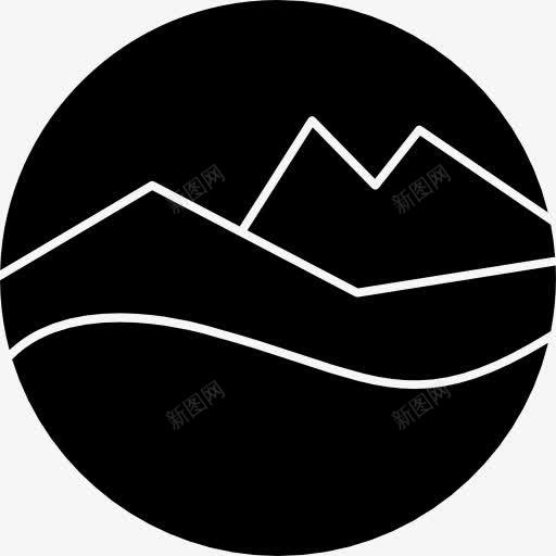 山水画在画布图标png_新图网 https://ixintu.com 几包 圆形 圆形黑圈 形象 景观 绘画 艺术