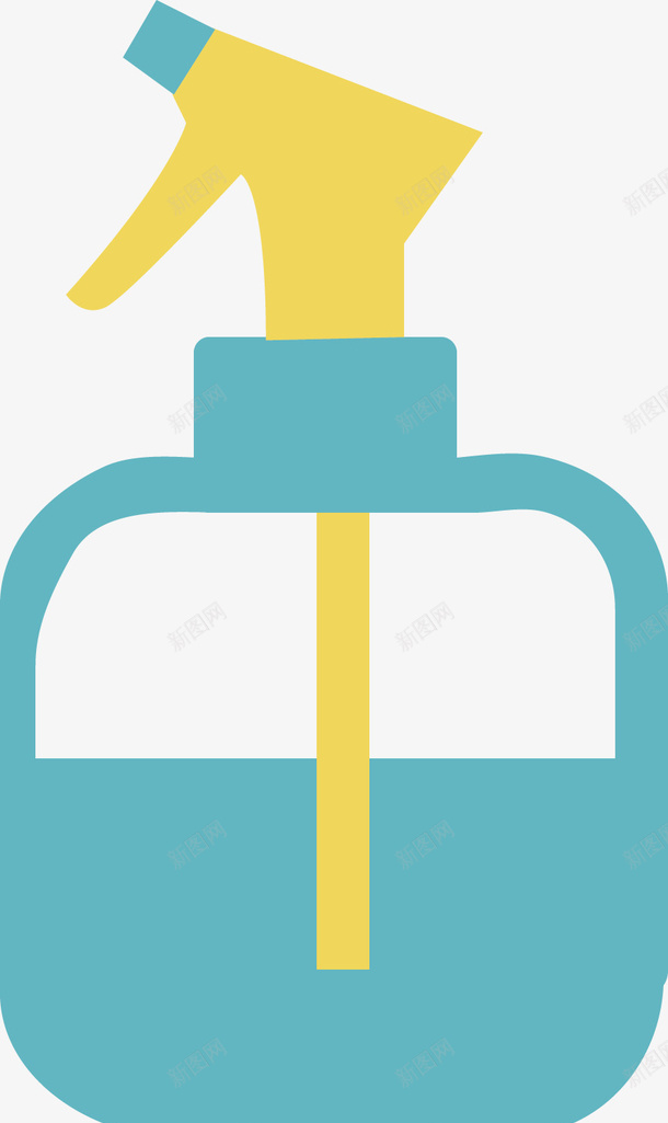家用消毒器png免抠素材_新图网 https://ixintu.com 喷雾口 消毒器 消毒液 淡蓝色 黄色长管