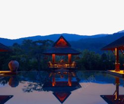 泰国清迈山下度假区夜景素材