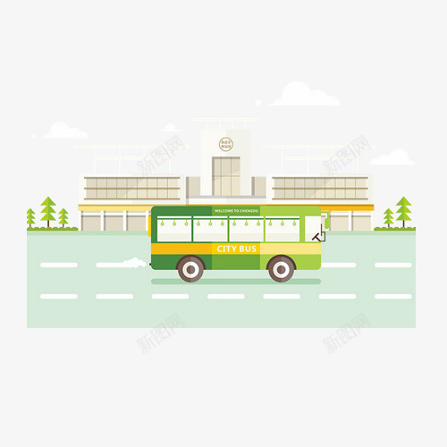 行驶在路上的公共汽车图标png_新图网 https://ixintu.com 交通工具 免抠 公交车图标 卡通车辆 巴士公交 车辆图标