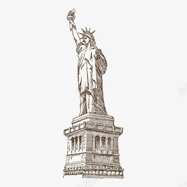 纽约自由女神像建筑旅游景点图标图标