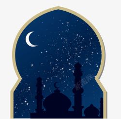 神圣的EID矢量格式的卡黄金窗口开斋节穆巴拉克高清图片