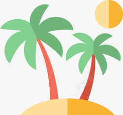 椰树装饰素材卡通椰树小岛高清图片