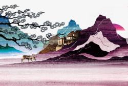 矢量九月风景传统中国画重阳背景高清图片