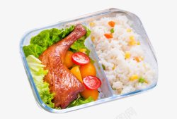 免抠午餐盒鸡腿米饭午餐盒子高清图片