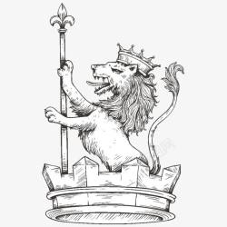 王者权杖手绘狮子高清图片