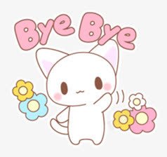 毕业说再见bye说再见的白色猫咪卡通高清图片
