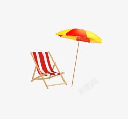 彩色沙滩躺椅防晒矢量图素材