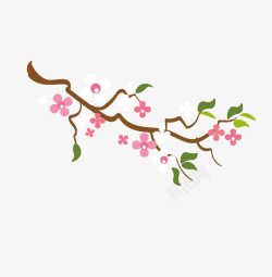 手绘开的鲜艳的樱花素材