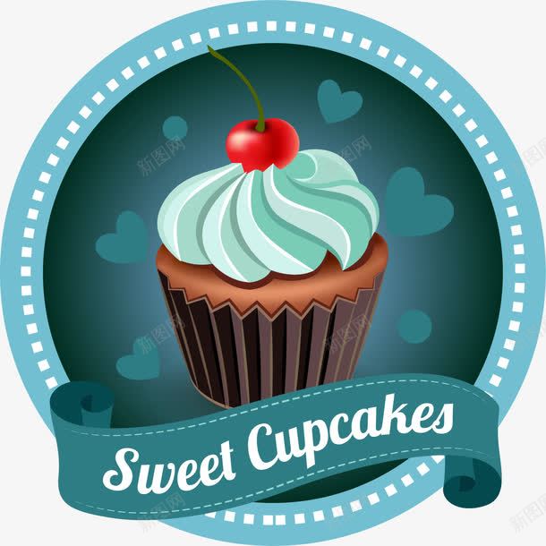 蓝色蛋糕标志png免抠素材_新图网 https://ixintu.com 甜品 甜品店 糕点 绿色标志 蛋糕 蛋糕店 装饰图案