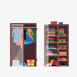 干净衣服扁平化衣橱和储物柜高清图片