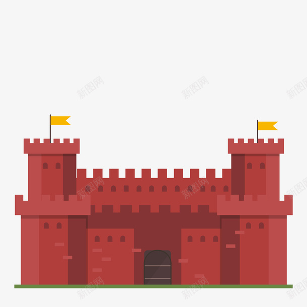 红色城堡矢量图ai免抠素材_新图网 https://ixintu.com 城堡 城墙 城楼 守卫 海底城堡 红色 红色城墙 矢量图