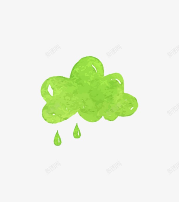 绿色云朵png免抠素材_新图网 https://ixintu.com 云彩 云朵 卡通 可爱 手绘 水彩画 淡绿色云朵 绿色 雨滴 雨点