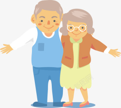幸福的老夫妻互相搀扶的老人矢量图高清图片
