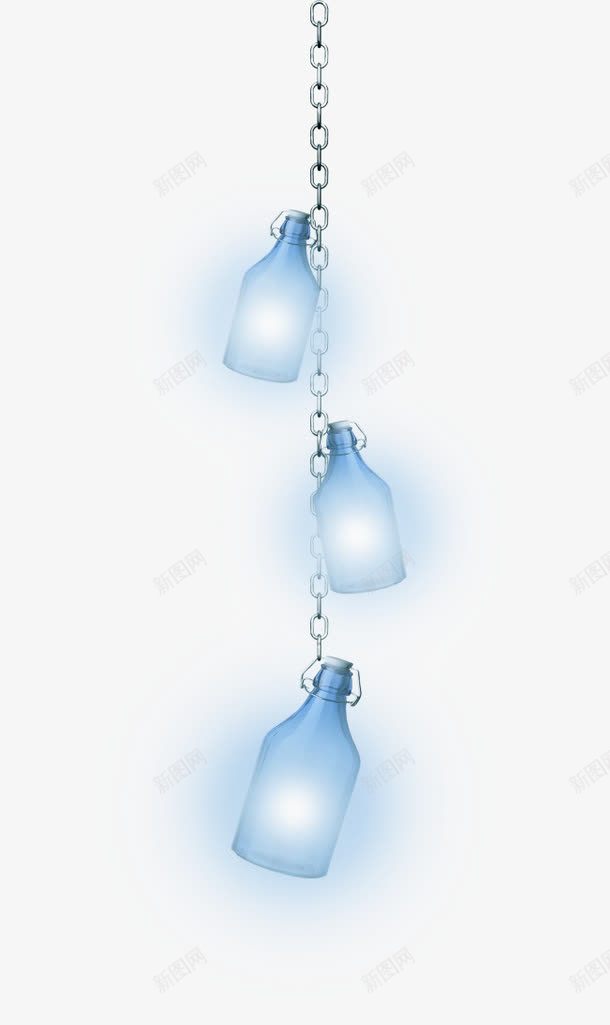 蓝色铁链漂流瓶png免抠素材_新图网 https://ixintu.com 漂流瓶 蓝色漂流瓶 铁链