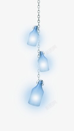 蓝色漂流瓶蓝色铁链漂流瓶高清图片