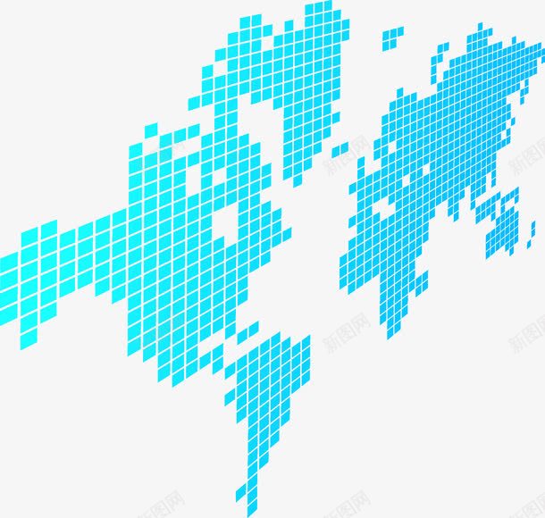 点阵世界地图png免抠素材_新图网 https://ixintu.com 世界 地图 正方形 点阵 蓝色