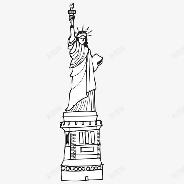 自由女神像png免抠素材_新图网 https://ixintu.com 一尊 卡通 手绘 白色 简图 自由女神像 雕塑 黑色
