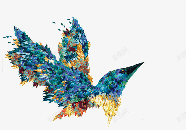 手绘消失的小鸟png免抠素材_新图网 https://ixintu.com 小鸟 手绘鸟 翅膀 背景装饰 蓝色