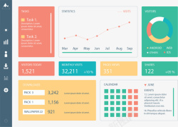 彩色后台界面矢量图素材