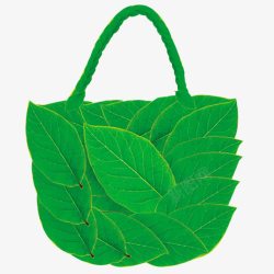 口袋购物绿色叶片创意环保袋高清图片