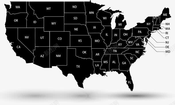 美国地图png免抠素材_新图网 https://ixintu.com 矢量美国地图 美国各州 美国地图 美国大选 美国领土