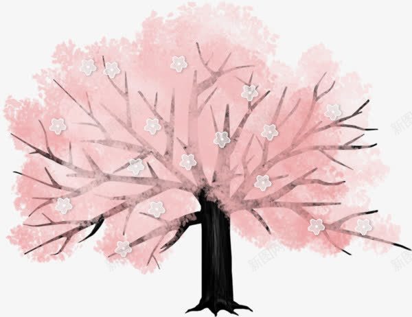 卡通手绘粉色樱花树png免抠素材_新图网 https://ixintu.com 大树 樱花 樱花树 水彩 粉色樱花