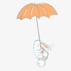 卡通撑伞的小兔子素材