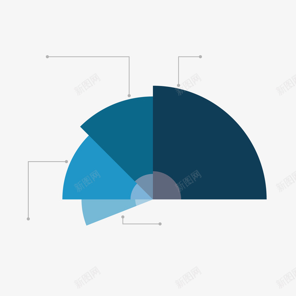 蓝色半圆占比矢量图ai免抠素材_新图网 https://ixintu.com 分析 半圆 占比 商务 圆点 线形 蓝色 矢量图