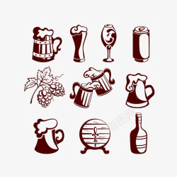 啤酒泡免抠手绘葡萄酒线稿图高清图片