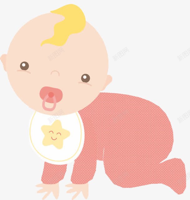 爬着的小孩png免抠素材_新图网 https://ixintu.com 卡通 可爱的 围嘴 小孩爬 手绘 爬着得 简笔 粉色的