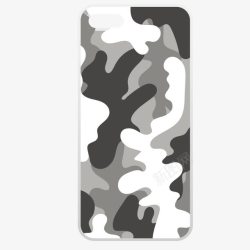军事迷彩灰白色手机壳矢量图素材