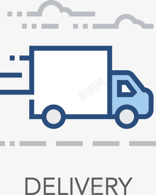 免费送货送货的快递汽车卡通矢量图图标图标