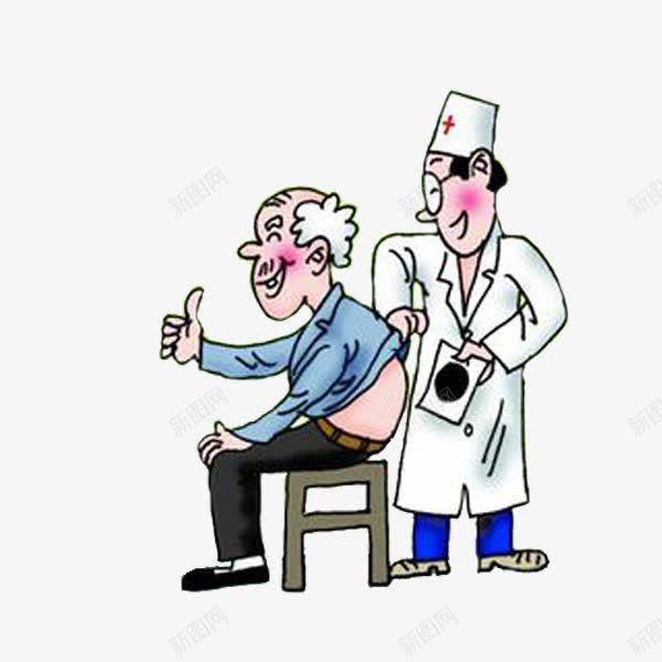 看病的老头png免抠素材_新图网 https://ixintu.com 医生 卡通 手绘 白的的 老人 腰疼 行医 贴膏药